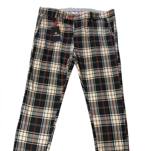 Plaid Men's Pants in Black and Tan - Picture 1 of 14
